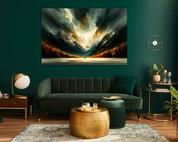 Magisch berglandschap met kleuren