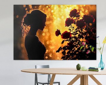 Silhouette de femme près d'un rosier sur Imperial Art House