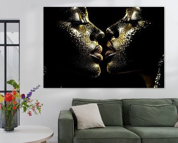 Black-and-gold face silhouettes art by Imperial Art House