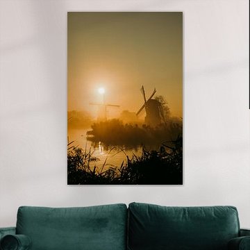 Sonnenaufgang in Leiderdorp mit 2 alten Windmühlen