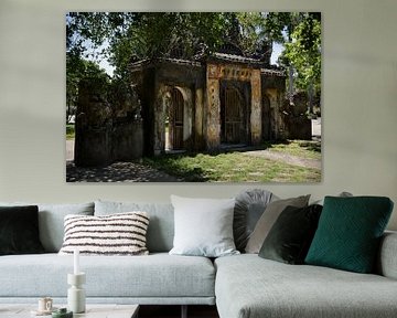 Ancient carved portal of a Vietnamese pagoda by Frank Photos