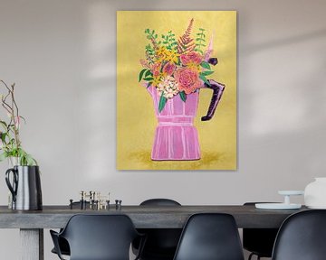 Espressomaker met bloemen van Raissa Oltmanns