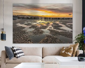 Zonsopkomst strand Zoutelande van Jan Poppe
