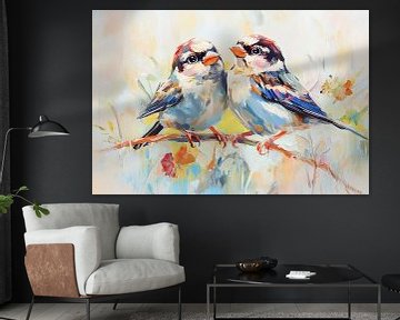 Twee Vogels in de Tuin van Blikvanger Schilderijen