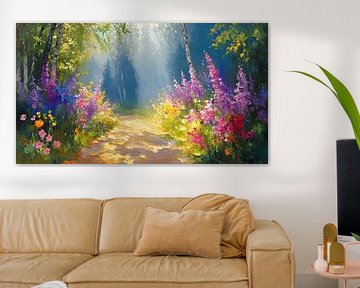 Paysage floral ensoleillé en été sur Jan Bechtum