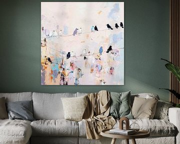 Birds on a Wire Abstrakt van MK Abstrakt
