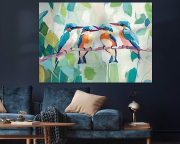 Oiseaux colorés | Groupe d'oiseaux joyeux dans le jardin