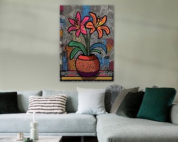 Lelies in Bloempot | Lelies in kleur van ARTEO Schilderijen
