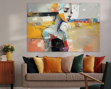 Vrouw Portret | Elegante Vrouw in Kleurrijke Kunst van Kunst Kriebels