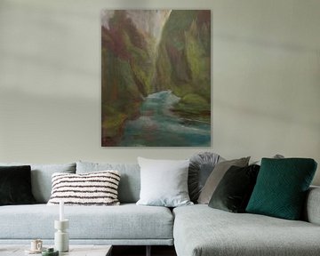 stromende rivier door rotsachtig oerbos van Oortman Creatief