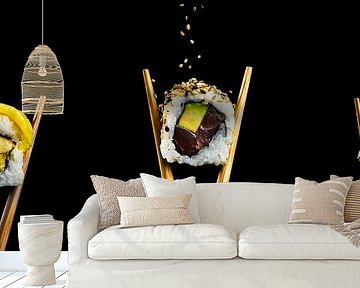 sushi op stokjes, sushi on sticks van Corrine Ponsen