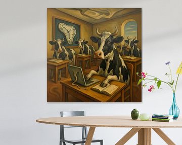 Kühe in der Schule im Stil von Salvador Dali von Jolanda Ritsma