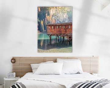 Herfstsereniteit aan het meer van Braies Dolomieten Italië Reisfotografie van Dagmar Pels