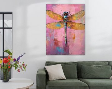 Zomer Kleurrijke Libel Schilderij van Abstract Schilderij