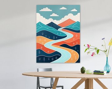 Kronkelige rivier door kleurrijke bergen van Artistic