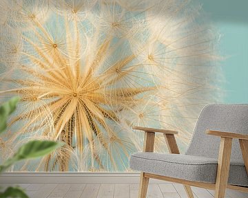 Softness of a Tragopogon with turquoise background by Marjolijn van den Berg
