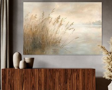 Riet in Tuin | Serene Tuin met Rietplanten en Water van I ❤ Bloemen
