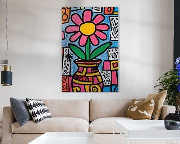 Gekleurde Bloem in Vaas van ARTEO Schilderijen