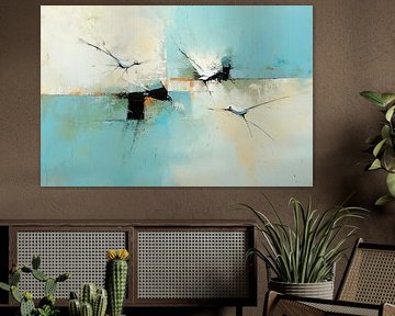 Floating Birds Blue Background by Zen and More