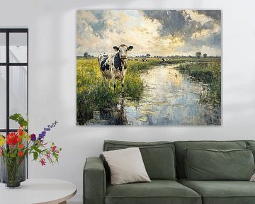 Nederland Landschap | Meadow Reflections van Abstract Schilderij