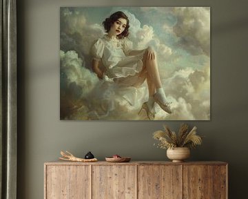 Damesportret | Serenity in the Sky van Abstract Schilderij