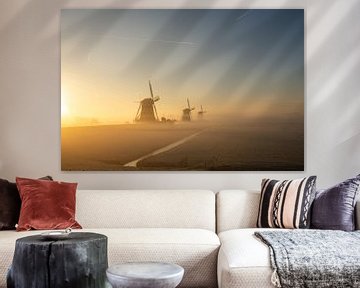 3 Moulins dans la brume sur Sander de Vries