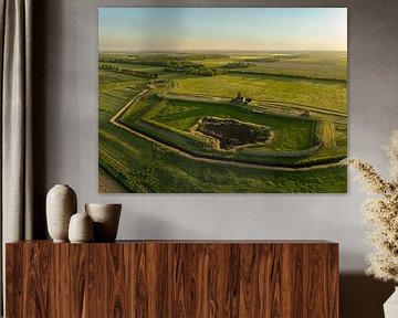 Schokland ehemalige Insel in der Zuiderzee in Flevoland von oben von Sjoerd van der Wal Fotografie