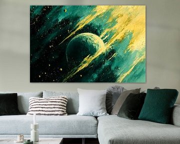 Kosmische abstractie met planeet van Art & Soul Creations
