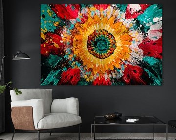 Abstrakte bunte Sonnenblumen-Kunst von Art & Soul Creations