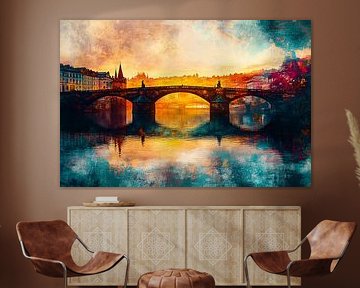 Historische Brücke bei Sonnenuntergang von Imperial Art House