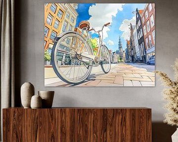 markers sketch style of dutch summer and  bike
