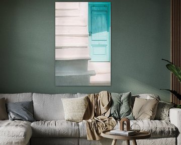 Porte bleue à côté d'un escalier blanc | fine art photo print