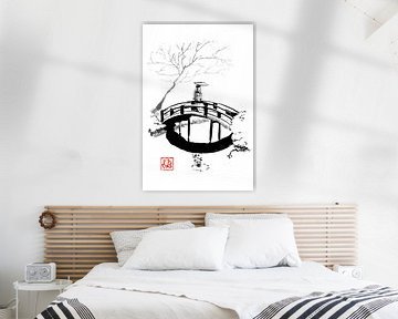 geisha op de brug van Péchane Sumie