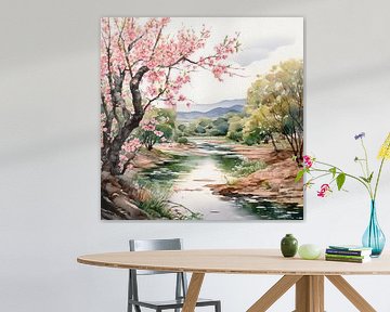 Ruisseau des cerisiers en fleurs sur Artistic