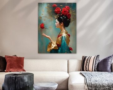 Geisha in bloom van Jolique Arte