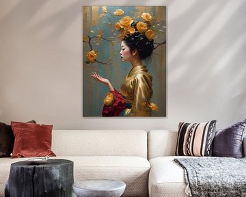 Geisha in bloom van Jolique Arte