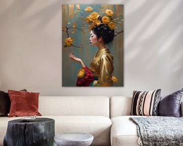 Geisha in bloom van Jolique Arte