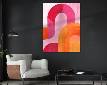 Oranje en Roze abstracte bogen van Gypsy Galleria