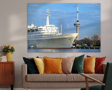 Klassiek oceaanstomer SS Rotterdam in de haven van Rotterdam van Sjoerd van der Wal Fotografie