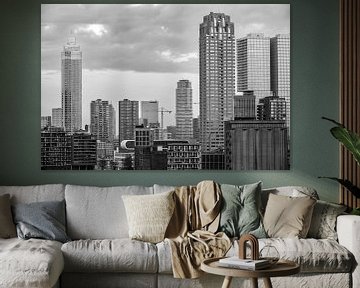 Rotterdam skyline during sunrise in black and white by Sjoerd van der Wal Photography