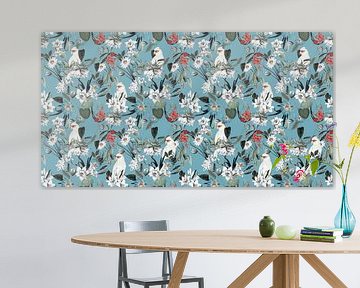 Birds Hiding in the Garden (a botanic wallpaper) van Marja van den Hurk