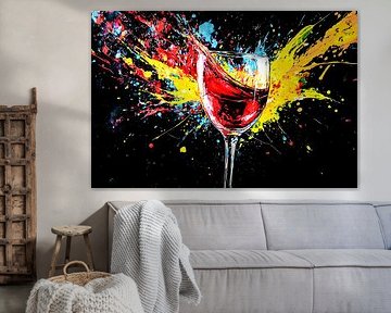Glass of wine and splashes of colour by Art & Soul Creations
