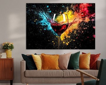 Wein spritzt in bunter Kunst von Art & Soul Creations