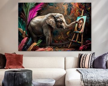 Olifant schildert kunstzinnig portret van Art & Soul Creations