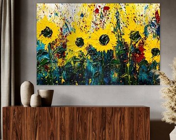 Bunte Sonnenblumen in abstraktem Design von Art & Soul Creations