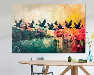 Vogels in kleurrijke vlucht van Imperial Art House