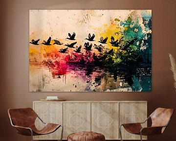 Vliegende vogels en reflecties van Imperial Art House