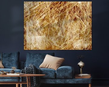 Grasgolven in goud. Botanisch abstract patroon. van Dina Dankers