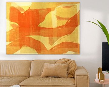 Lagen van Rust.Abstract landschap in warme pastels van Dina Dankers