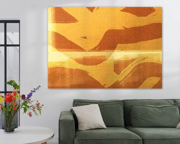 Gouden stroom. Abstract landschap in warme kleuren. van Dina Dankers